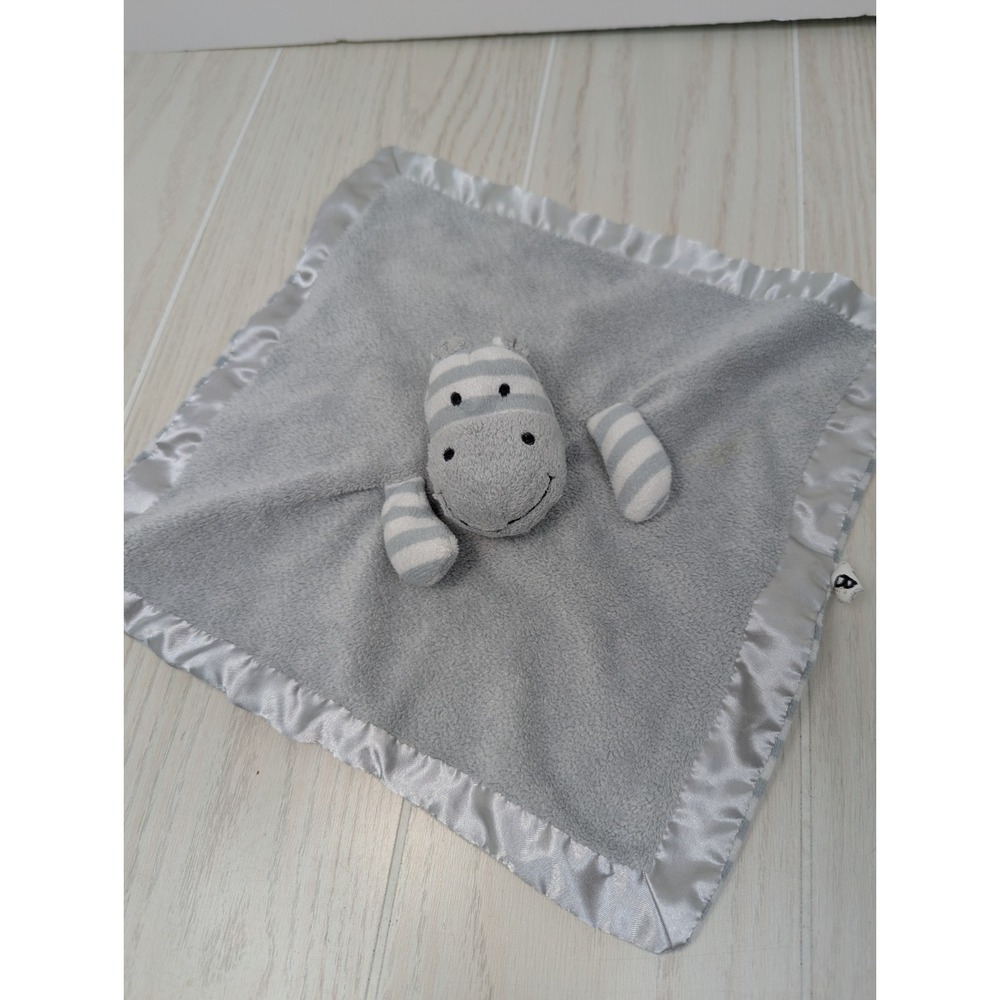 Giggle Baby gray white striped giraffe security blanket baby lovey satin trim